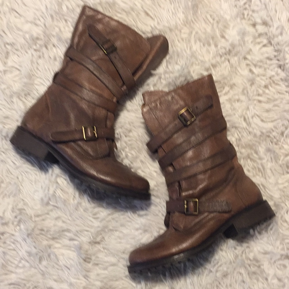 Steve Madden P-Ashtin Leather Boots Brown 6.5